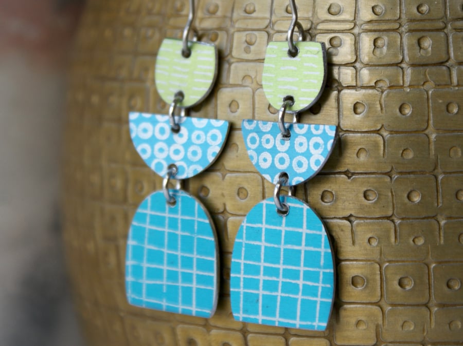 Colour pop dangle earrings - turquoise & lime