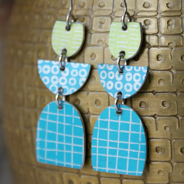 Colour pop dangle earrings - turquoise & lime