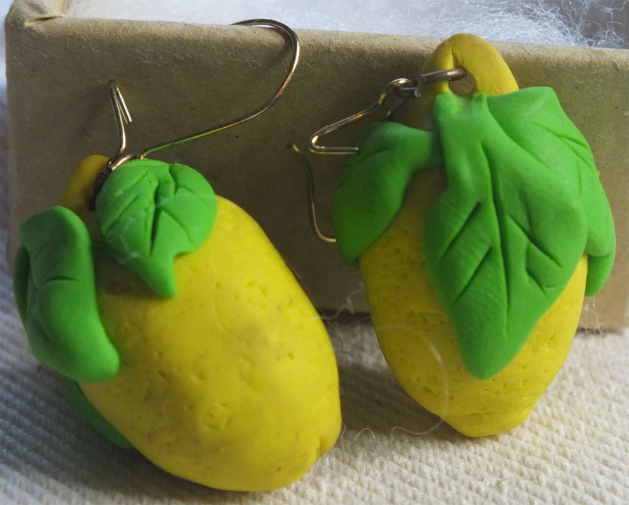 Lemon drop polymer clay earrings