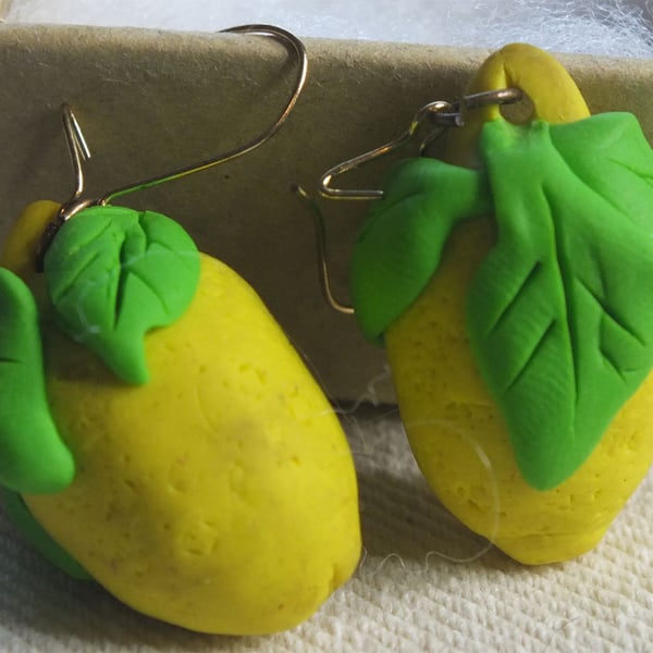 Lemon drop polymer clay earrings