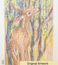 Little Deer original drawing, small letterbox art gift - Image 3