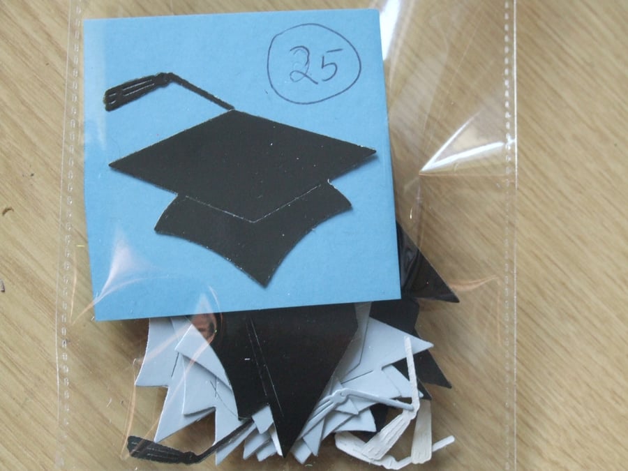 25 universtity mortar board hat Sizzix die cuts graduation day celebrations.