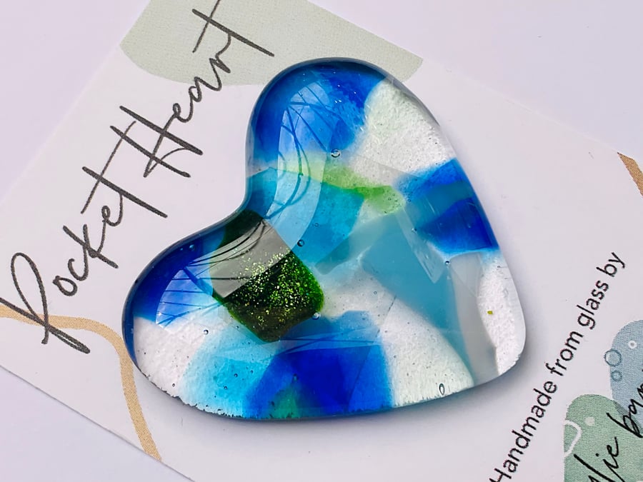 Handmade fused glass pocket heart