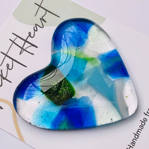 Handmade fused glass pocket heart