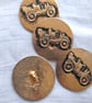 Set of 4 old gold metal 32mm buttons, with vintage car design and back shank - Image 5