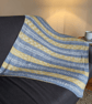 Mustard Yellow, Grey and Cream Fair Isle Hand Knitted Baby Blanket Pram Size