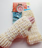 Lemon Yellow Fingerless Mitts, Crochet Wrist Warmers - Image 3