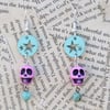 Pastel Goth Pink Skull Star Celestial Mystic Earrings