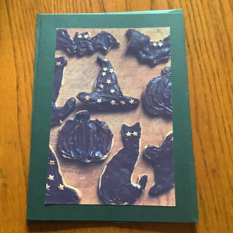 Handmade photo card of Samhain Halloween biscuits
