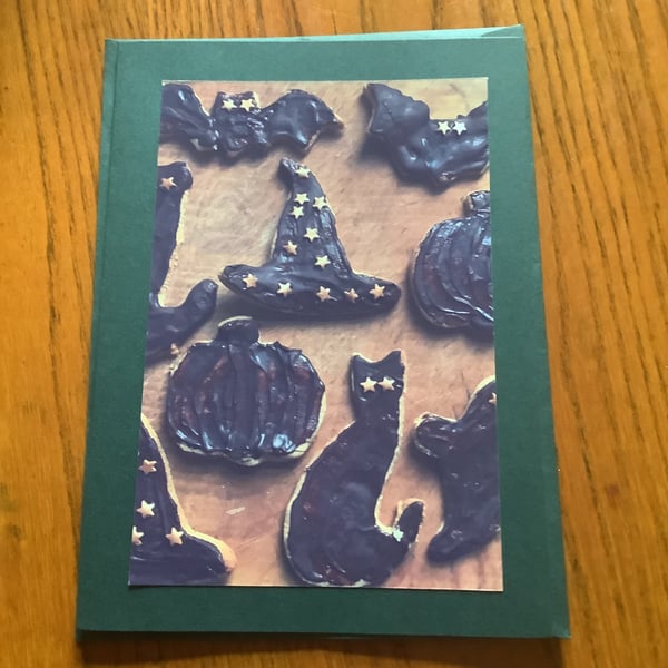 Handmade photo card of Samhain Halloween biscuits