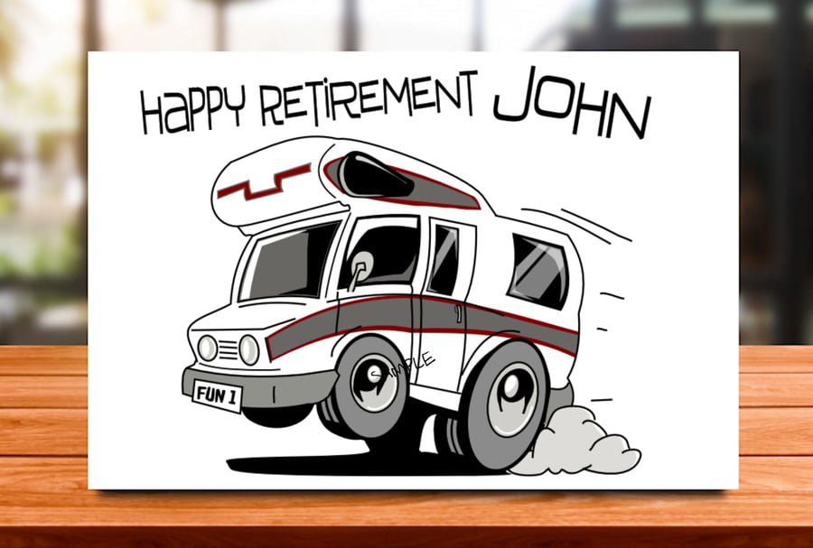 Personalised Motorhome Retirement Card, dad, mum, sister, brother, son, gran, gr