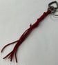 Dark Red Suede Keyring - Bag Charm w Gunmetal Heart shaped Carabiner - Image 1