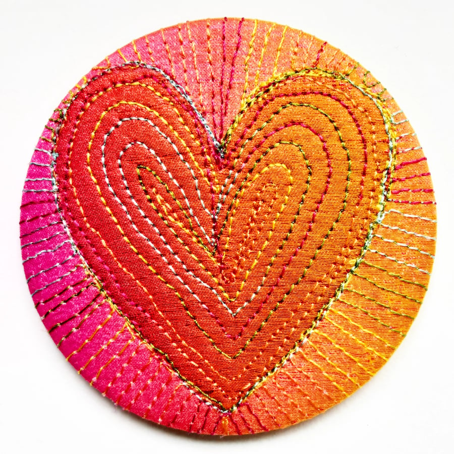 Large Heart Pocket Mirror Handbag Accessories Colourful Free Machine Embroidery