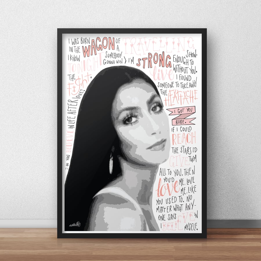 Cher INSPIRED Poster, Print with Quotes, Lyrics