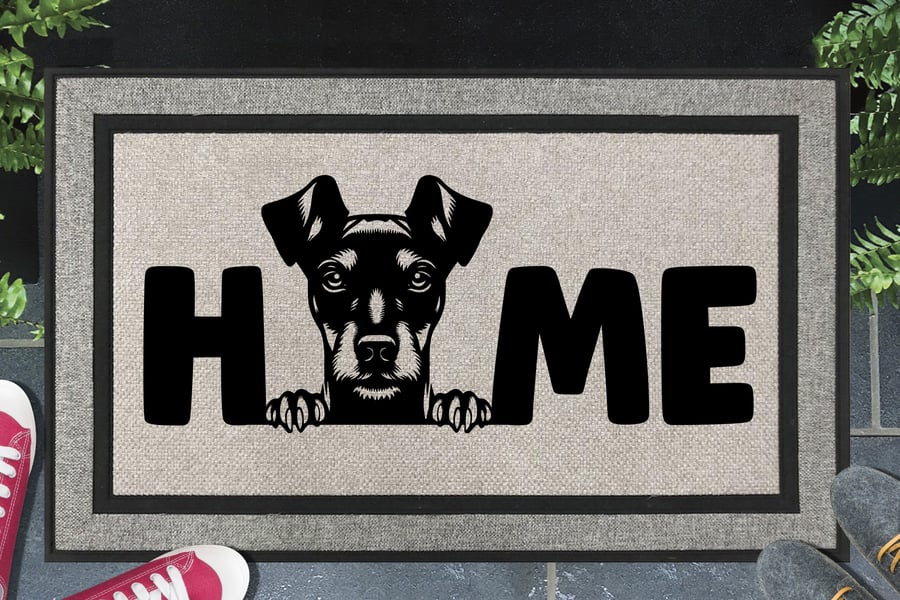 Manchester Terrier Door Mat No.3 - All Weather Welcome Mat - 45x70cm 