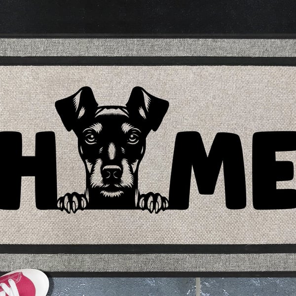 Manchester Terrier Door Mat No.3 - All Weather Welcome Mat - 45x70cm 