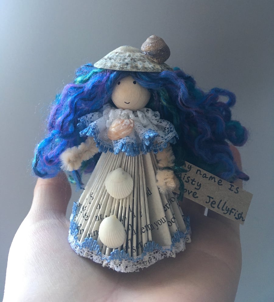 Fairy Doll Decoration - Folded Book Art - Beach Themed