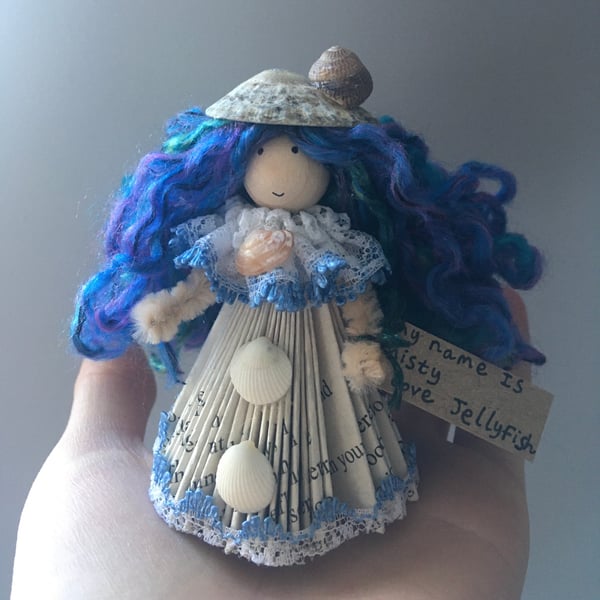 Fairy Doll Decoration - Folded Book Art - Beach Themed