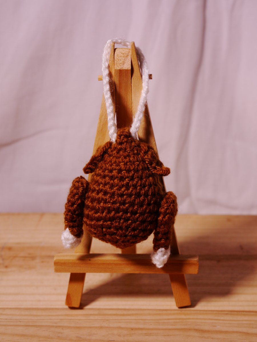 Crochet Christmas turkey decoration.