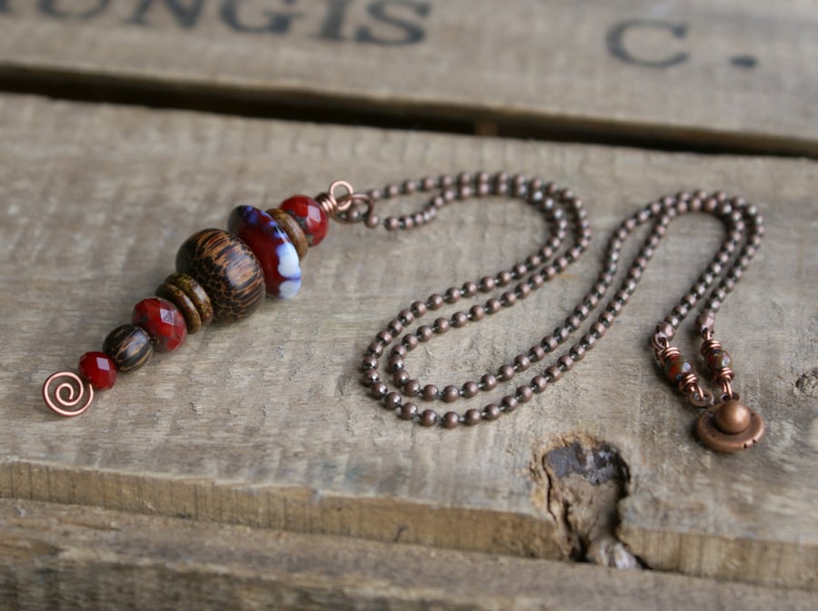 Rustic Bead Stack Necklace
