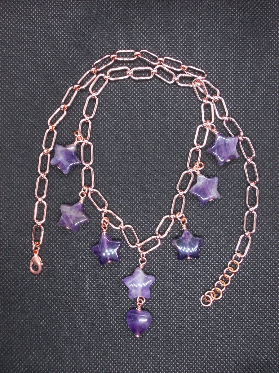 SALE - Amethyst star necklace and bracelet set