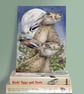 Moonlight Hares Art Print - A5 Scottish wildlife illustration - Image 3