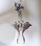 Flower Charm with Luna Moth Earrings & silver plated ear wires - Image 7
