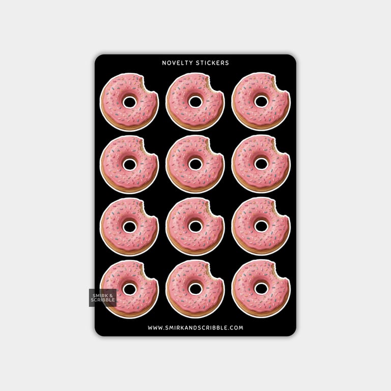 Funny Vinyl Sticker Sheet For Adults - Pink Doughnut