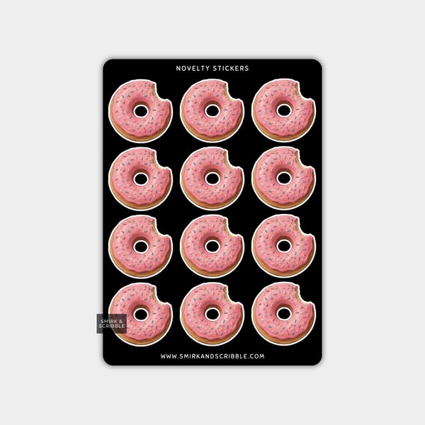 Funny Vinyl Sticker Sheet For Adults - Pink Doughnut