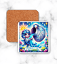 9cm square coaster - cute Aquarius sign - sublimated