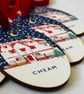 Cheam Christmas card and matching hanging wooden ornament GIFT SET (QM3499) - Image 1