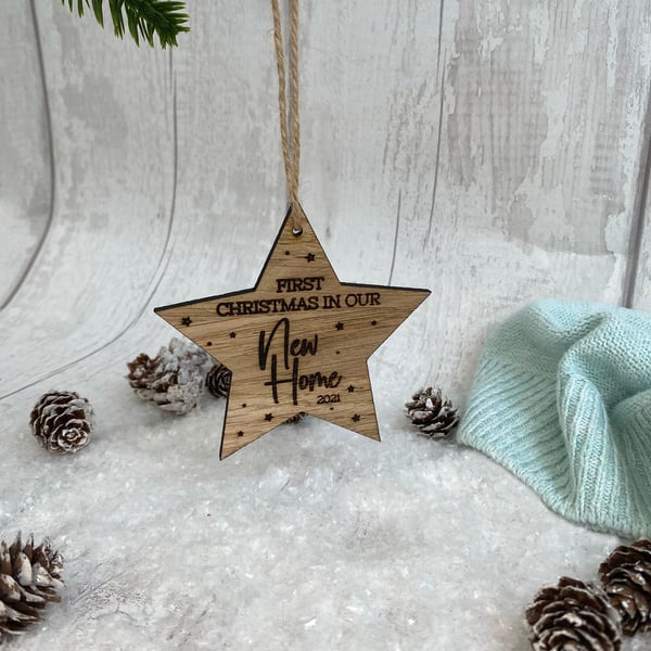 Luxury First Christmas In Our New Home Wooden Christmas Decoration