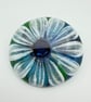 Blue Fused Glass Flower Brooch - Image 1