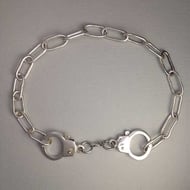 Pair of handcuffs silver bracelet - Folksy
