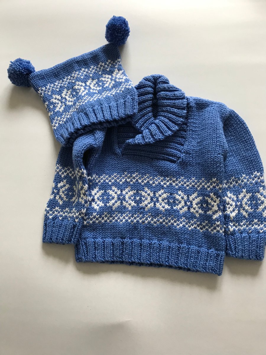 Hand knitted Scandi style jumper and hat