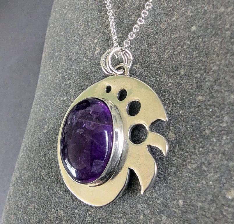 Amethyst  and Sterling Silver Pendant