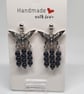 Stormy Blue Sandstone Butterfly Earrings Stainless Steel Studs Handmade