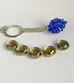 Handbag Charm, Egg Shaped Blue Crystal with a Chainmaille Chain and Keyring - Image 7