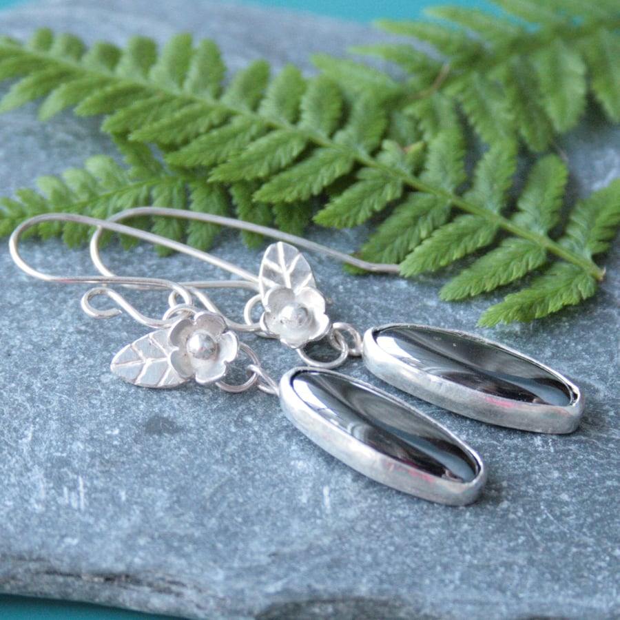 Sterling silver hematite earrings