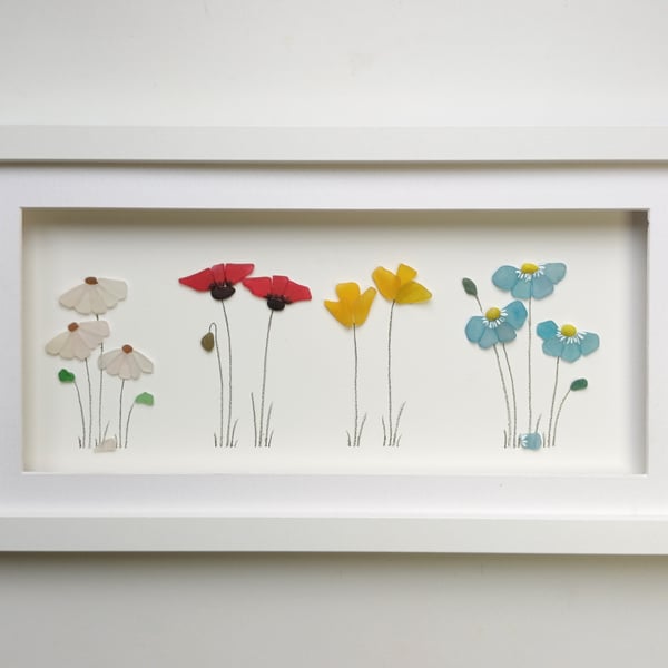 Sea Glass Flowers, Floral Wall Art, Original Gifts for Her