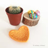 Little pottery heart dish ORANGE trinket dish, ring dish heart plate