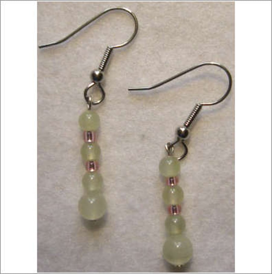 Handcrafted  JADE bead drop earrings