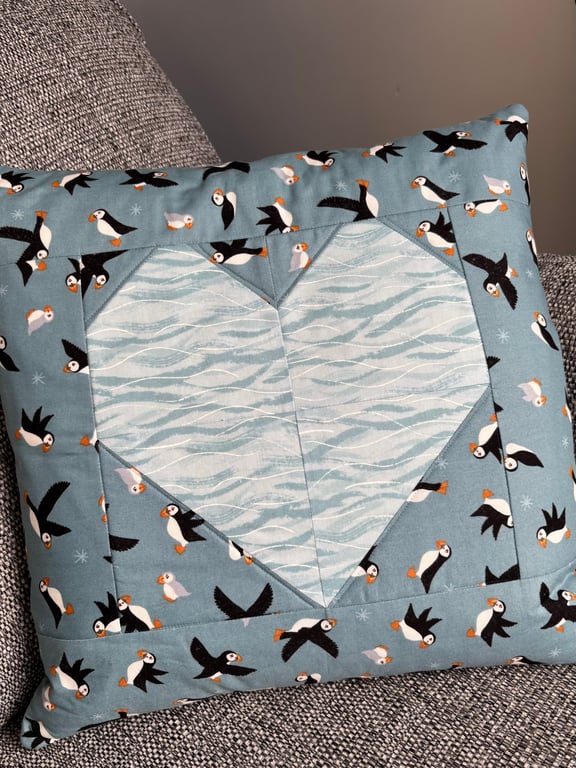 Puffin Rock Cushion with a Heart