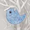 Clay blue and white bird decoration, hanging home decor, clay gift