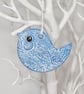 Clay blue and white bird decoration, hanging home decor, clay gift