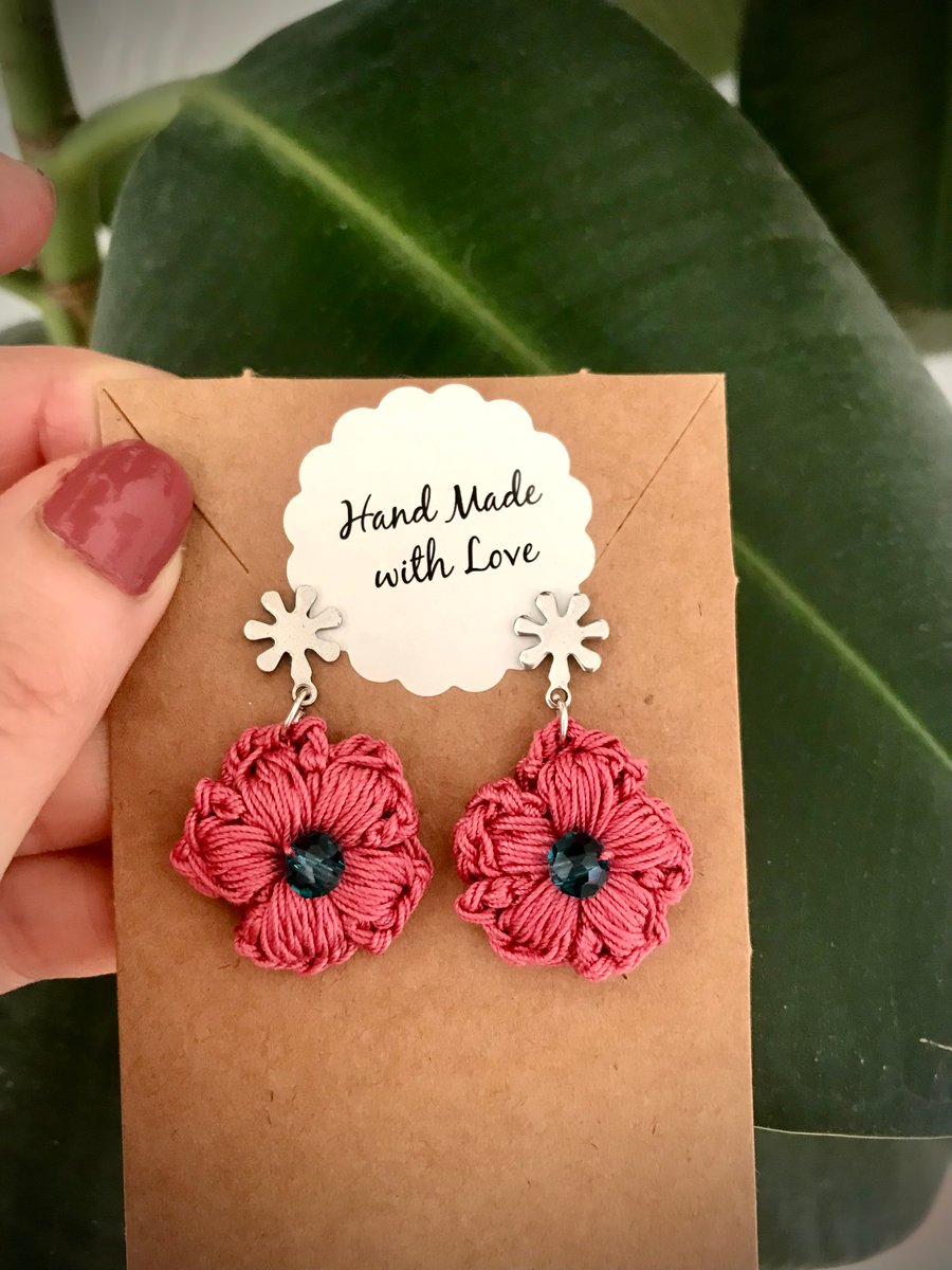 "Pink flower" earrings
