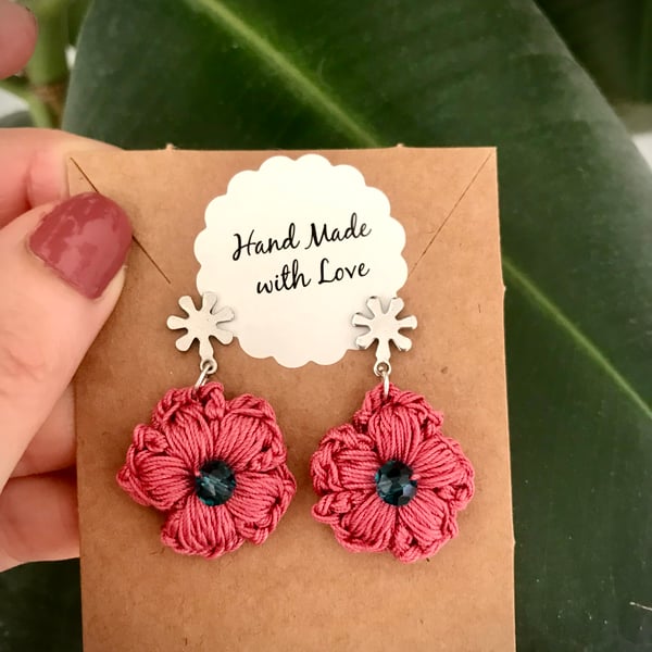 "Pink flower" earrings