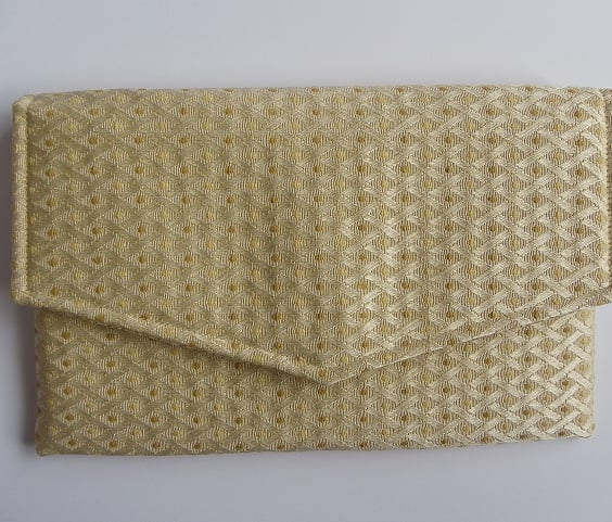 Gold Brocade Clutch Bag, Gold Clutch, Envelope Clutch