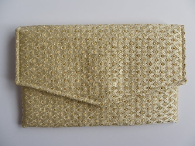 Gold Brocade Clutch Bag, Gold Clutch, Envelope Clutch
