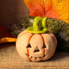 Ceramic pumpkin light up decoration carved face Jack o lantern no7